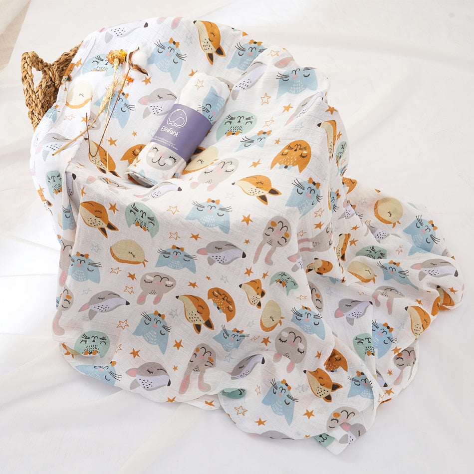 Elinfant 100% cotton 120*110cm 2 Layers Newborn Baby Bath Towel Wrap Muslin Swaddle Blankets Wholesale Dropshipping BeachStore 