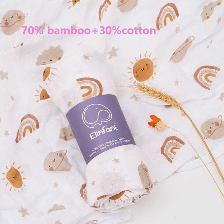 Elinfant 100% cotton 120*110cm 2 Layers Newborn Baby Bath Towel Wrap Muslin Swaddle Blankets Wholesale Dropshipping BeachStore 